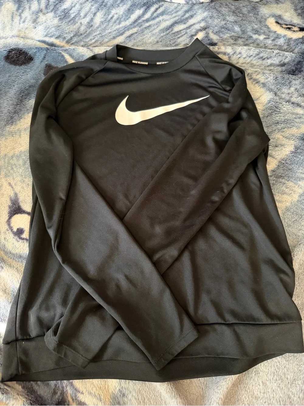 Nike Black Dri-FIT Long Sleeve Top with White Swoosh